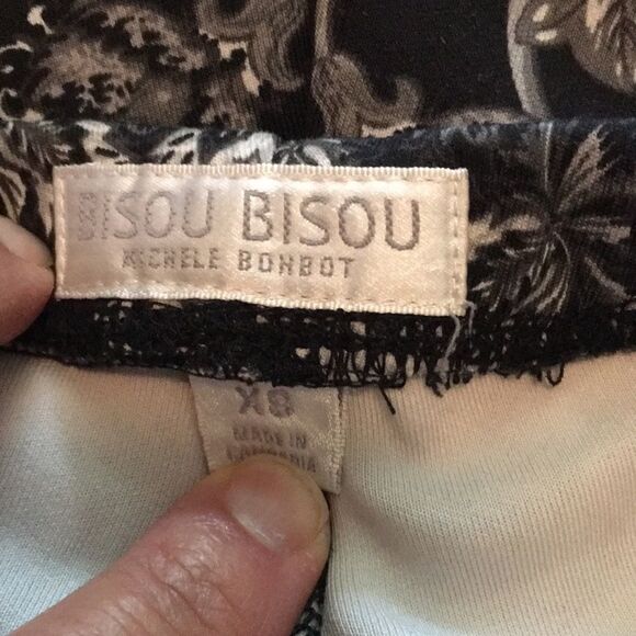 Black Gray Floral Stretch Yoga Jogger sweat pants XS Bisou Bisou Michelle Bonbot - Picture 5 of 5